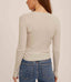 Asymmetrical Pleat Ribbed V - Neck - Dove