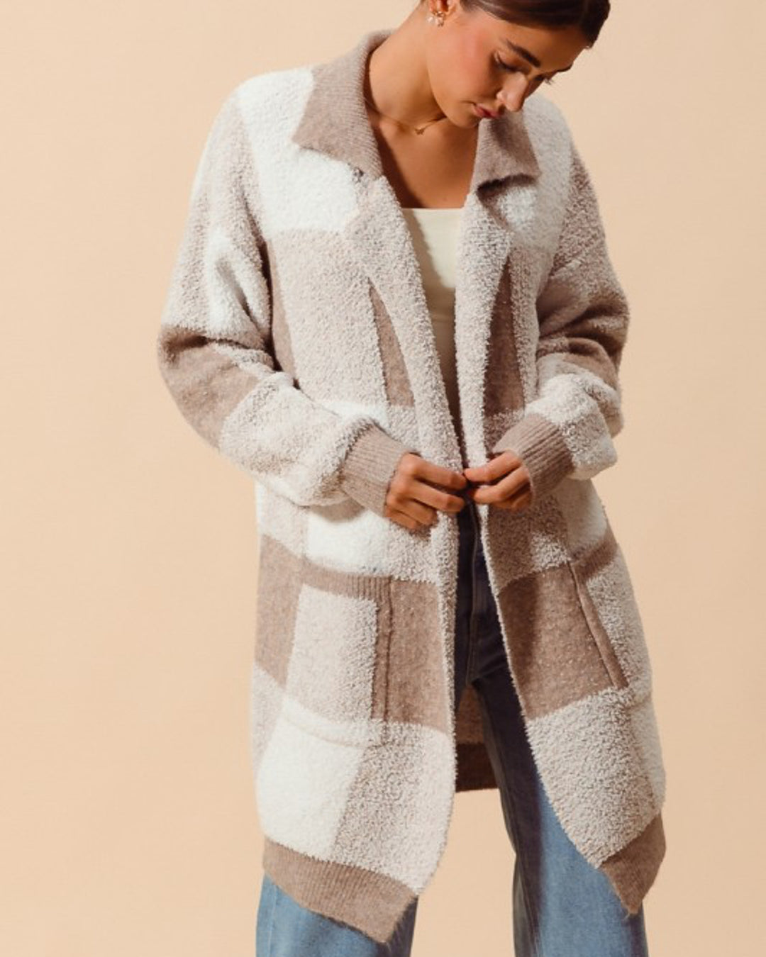 Soft Touch Checkered Cardigan