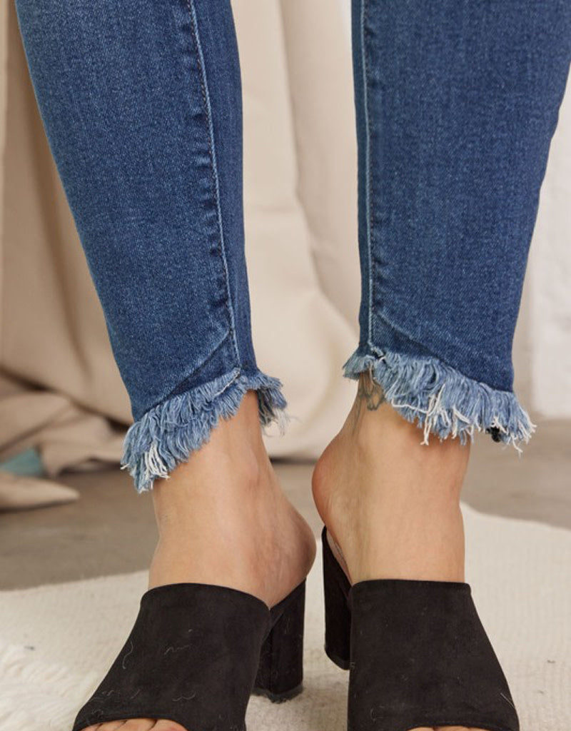 Hewitt Full Band Maternity Frayed Skinny Jean - Dark