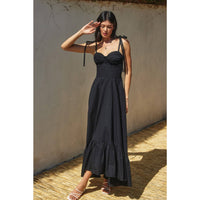 Cotton Poplin Ruched Detail Maxi Dress