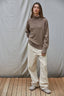 Knit Sweater Ribbed Turtleneck Drop Shoulder Top: Brown