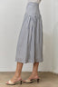 STRIPED COTTON MIDI SKIRT: NATURAL/NAVY