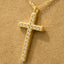Gold Dipped Cz Pave Cross Pendant Necklace: G
