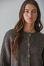 Knit Sweater Long Sleeve Button Down Cardigan Top: Brown