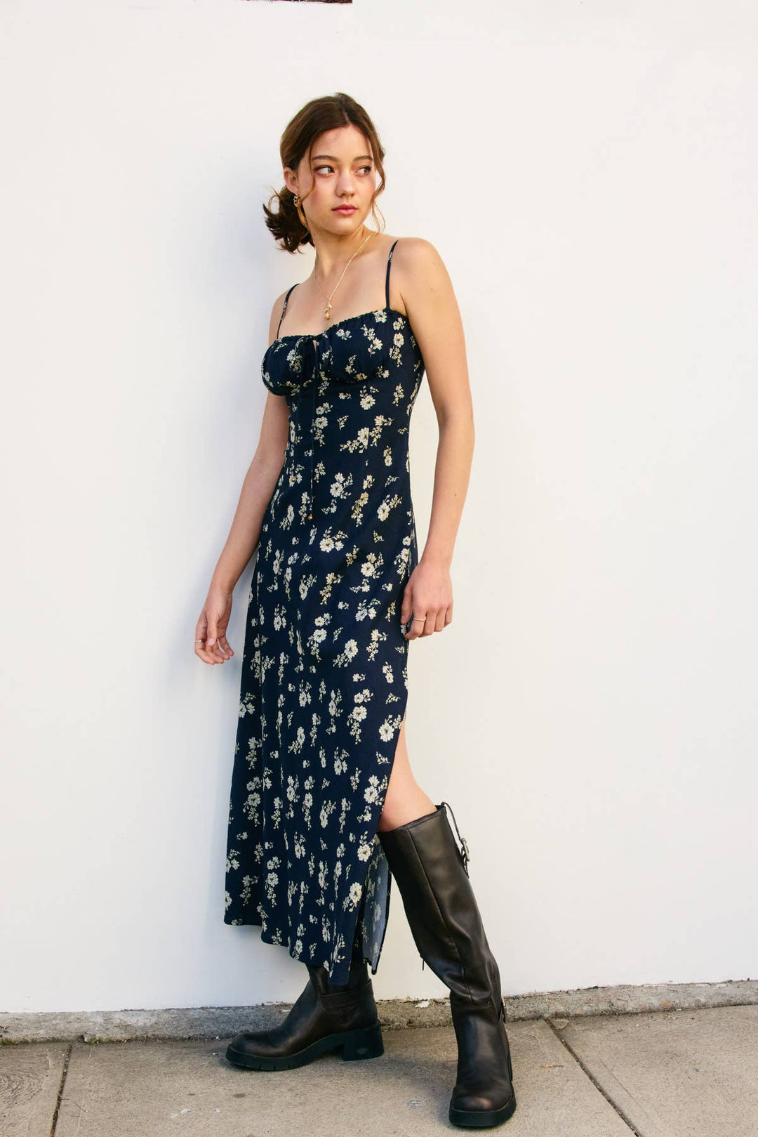 Dancing Moon Front Tie Slit Sleeveless Maxi Dress