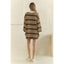 Coastal Breeze Stripe Sweatshirt Dress: Mocha