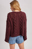 Half-Button Down Open Knit Sweater: ECRU