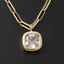 Gold Dipped Cz Cushion Cut Bezel Paperclip Necklace: GOLD