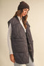 REVERSIBLE OVERSIZED QUILTTED PLAID VEST: Brown