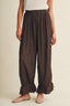 Lace-Trim Lantern Hem Poplin Trousers: Rich Brown