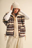 A STRIPED PLUSH FLEECE OVERSIZED VEST: MULTI