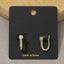 Pave Cz Stud And U Shape Huggie Earring Set: S