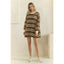 Coastal Breeze Stripe Sweatshirt Dress: Mocha