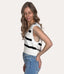 Stripe V Neck Lightweight Sweater Vest - Ivory/Black