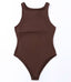 Seamless Crew Neck Bodysuit - Brown