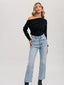 Off Shoulder Knit Top - Black