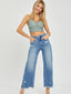 High Rise Side Slit Ankle Flare Jeans