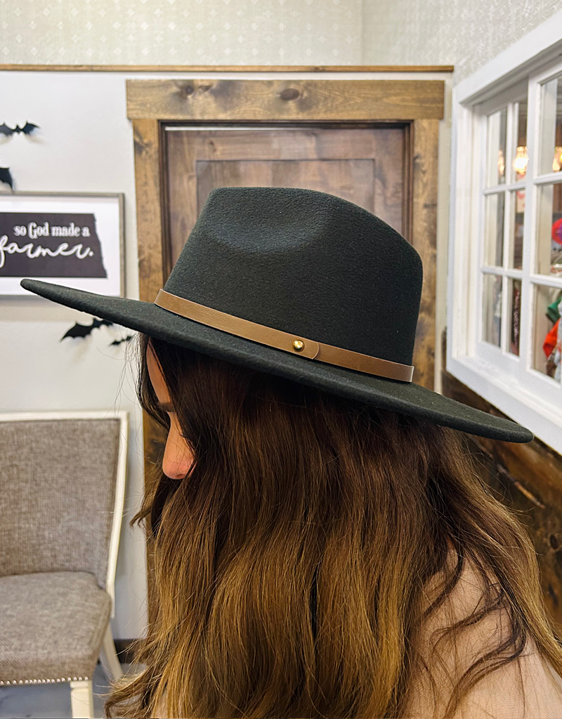 Leather Trim Solid Fedora Hat
