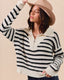 Cable Knit Stripe Zip Up Sweater