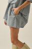 Plaid Textured Seersucker Wide-Leg Pocket Shorts: Chambray