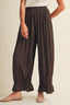 Lace-Trim Lantern Hem Poplin Trousers: Rich Brown