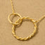 Gold Dipped Double Circle Chain Link Charm Necklace: G