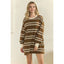 Coastal Breeze Stripe Sweatshirt Dress: Mocha