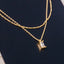 Layered Double Chain Baguette Cz Pendant Necklace: GOLD