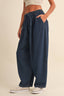 DENIM ELASTIC WAIST RELAXED FIT BALLOON PANTS: DK DENIM