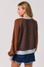 STRIPE PULLOVER WITH SWEATER SLEEVES: BROWN-NAVY