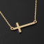 Gold Dipped Pave Thin Cross Pendant Necklace: GOLD