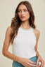 Ribbed Knit Tank Top With Color Contrast - D. Sage