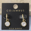 Round Bezel Cz Huggie Drop Earrings: GOLD