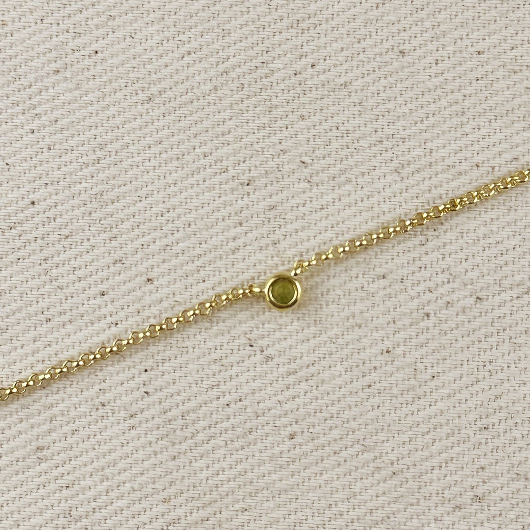 18k Gold Filled Dainty Bezel CZ Birthstone Bracelet