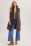 DETACHABLE HOOD ZIPPER LONGLINE QUILTED PUFFER VEST: ASH BROWN