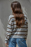 Knit Sweater Cotton Acrylic Multi Striped Crew Neck: Heather Grey Brown