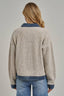 JACKET STYLE SWEATER CARDIGAN DENIM COLLAR: OATMEAL