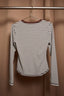 Striped Contrast Trim Henley Long Sleeve Top: BROWN-H GREY