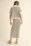 STRIPE PATTERN COLLARED SHORT SLEEVE TOP: NAVY STRIPE