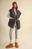 REVERSIBLE OVERSIZED QUILTTED PLAID VEST: Brown