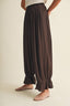 Lace-Trim Lantern Hem Poplin Trousers: Rich Brown