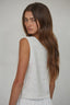 Knit Sweater Cotton Ribbed Sleeveless Pullover Top: Ivory