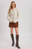 Half-Button Down Open Knit Sweater: ECRU
