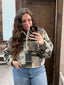 The Moss Patchwork Fleece Half Snap Top: OLIVE MULTI