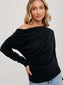Off Shoulder Knit Top - Black