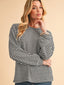 Striped Drop Shoulder Knit Top - Black
