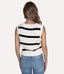 Stripe V Neck Lightweight Sweater Vest - Ivory/Black