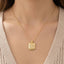 Gold Dipped Cross Square Medallion Pendant Necklace: GOLD