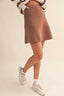 STRIPED SWEATER TOP AND MINI SKIRT SET: MOCHA
