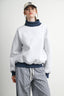 Cozy Contrast Turtleneck Sweatshirt: GREY / NAVY